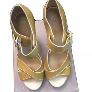 Marc Fisher Sandler size 9.5 Women’s worn once Yellow with box